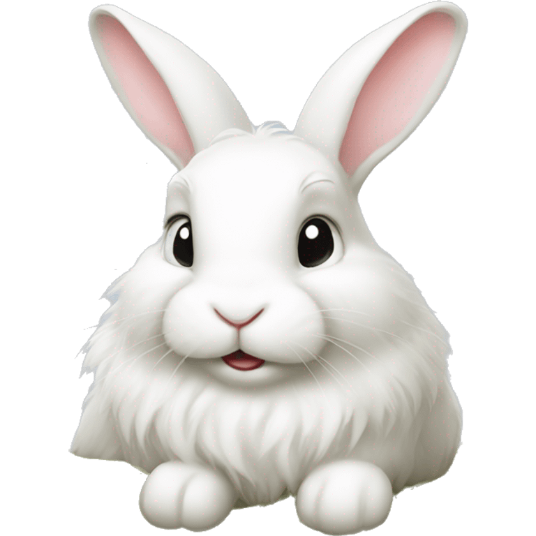 Fluffy white rabbit eating hay  emoji