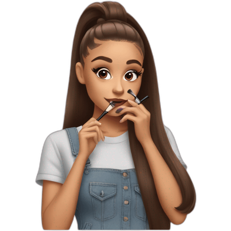 Ariana Grande doing her makeup emoji