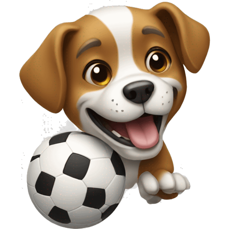 Dog playing football emoji