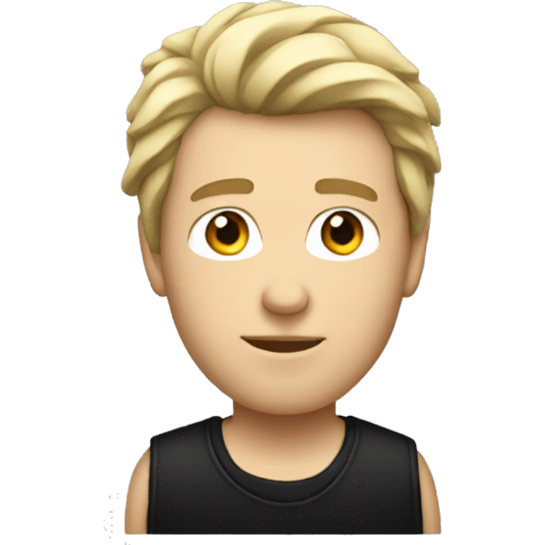 White guy, with a mullet wearing black clothing emoji