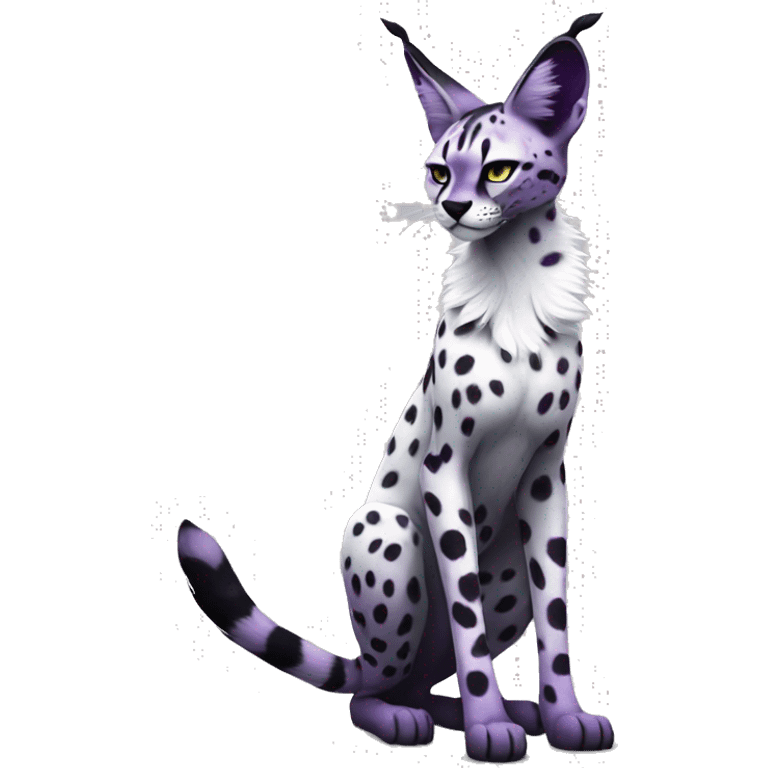 Epic Edgy Black White Purple ethereal Serval-Fionbri full body emoji