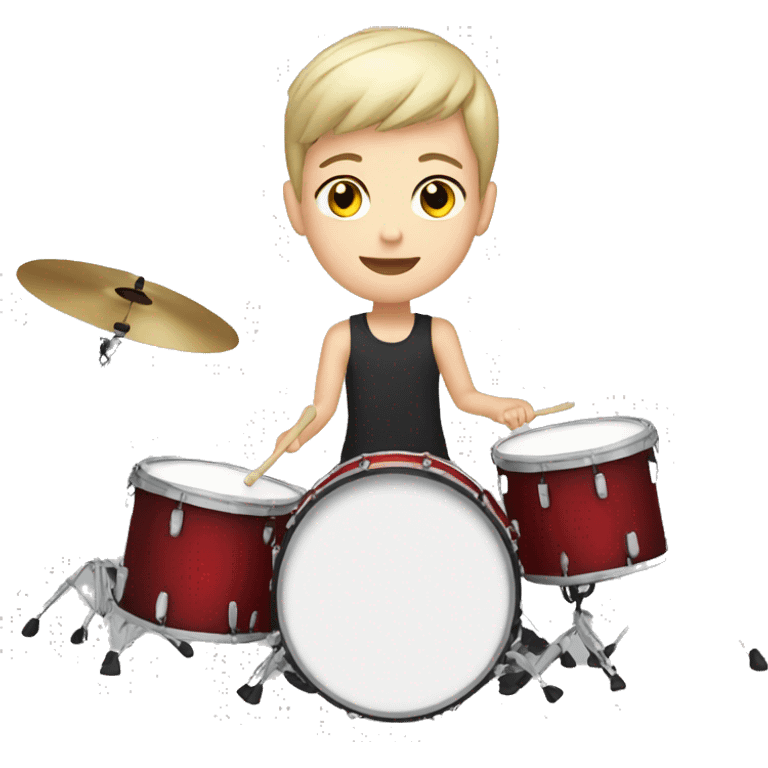 teenager with white skin and short hair playing drums emoji