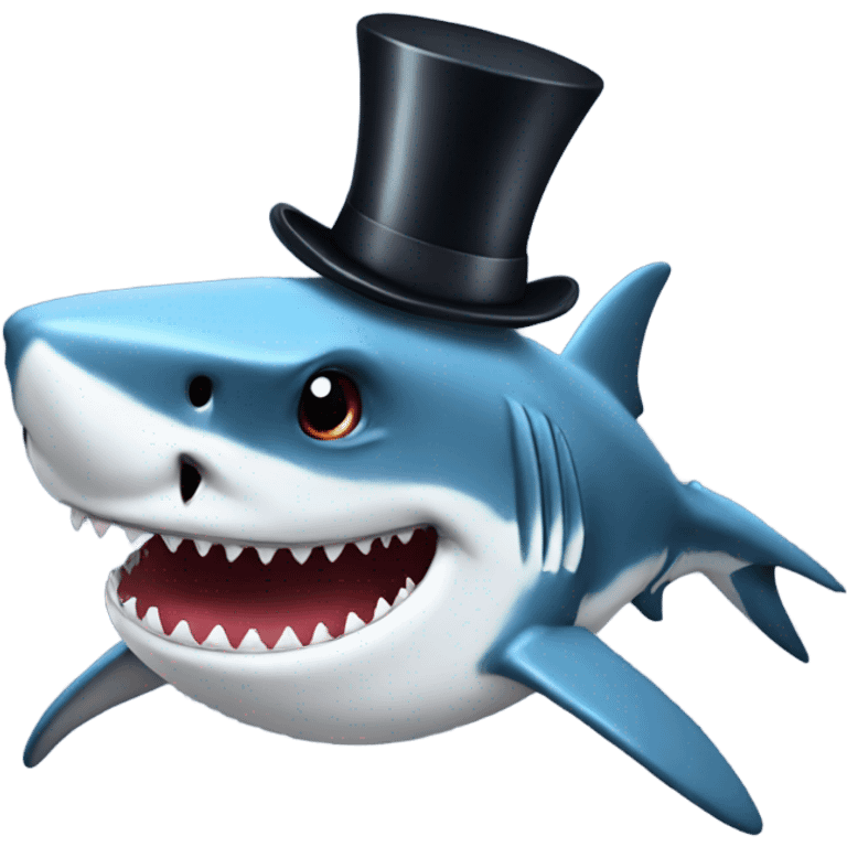 Shark with a top hat emoji