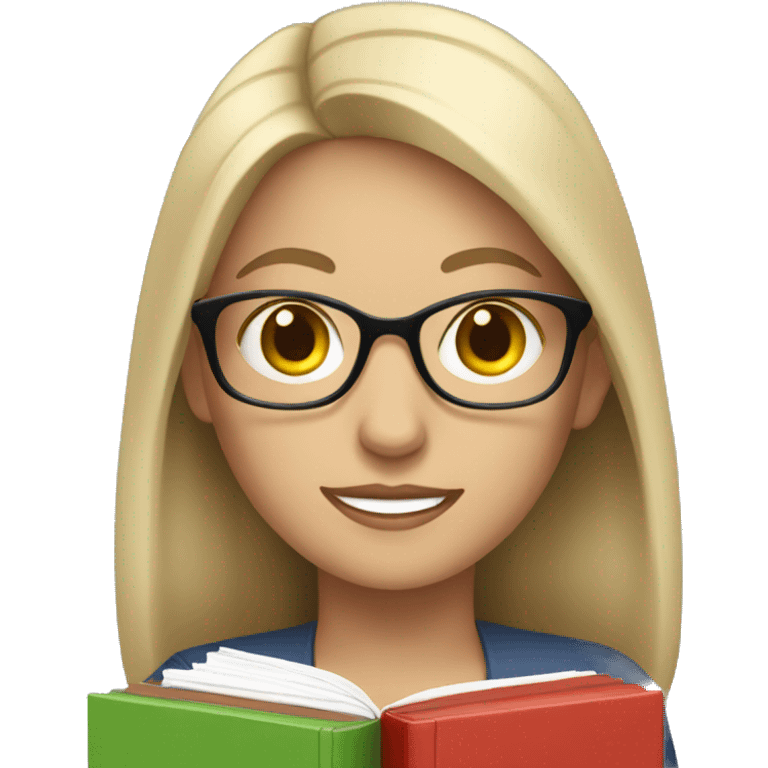 white female with dark hair teacher holding books emoji