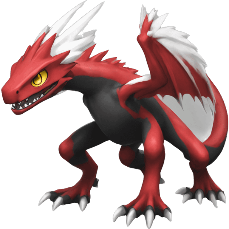  Cool Edgy Black Red White Digimon-Fakemon-Reptile full body emoji