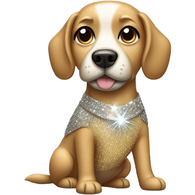 Dog wearing a sparkly dress emoji