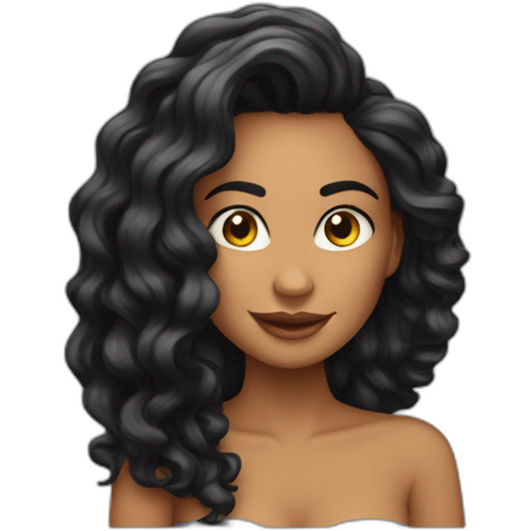 Chica de cabello ondulado largo negro fuera emoji