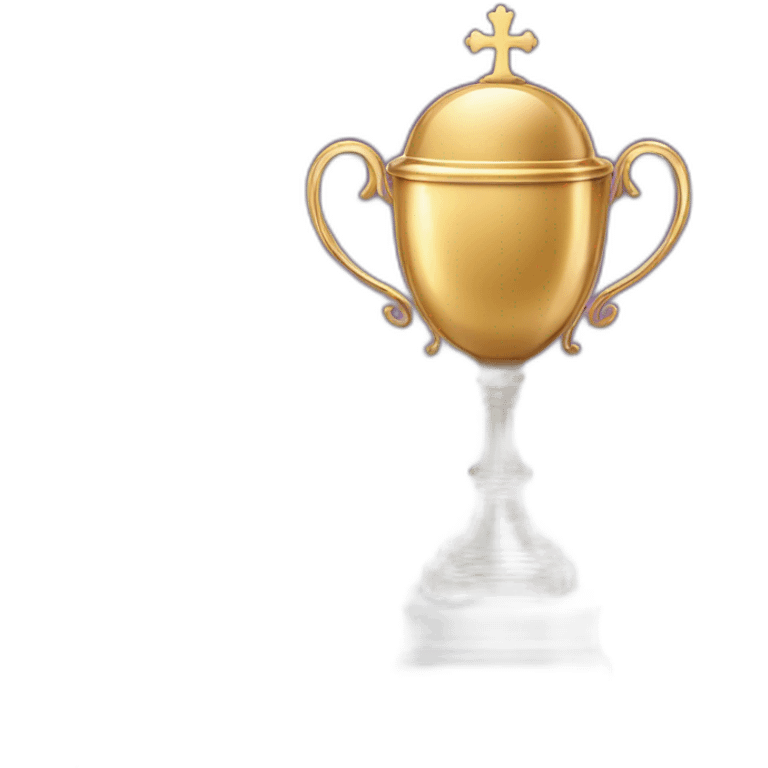 royal empty Christian trophy for the winner with a cross on royal background emoji