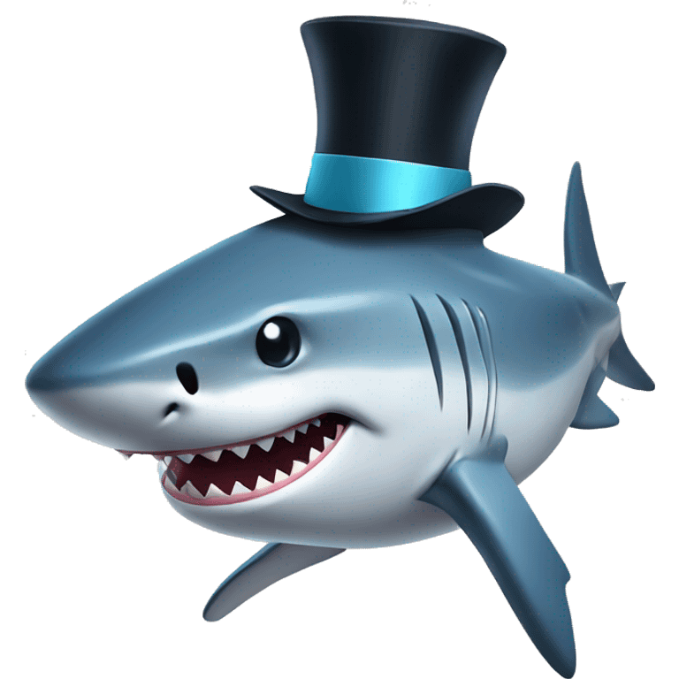 Shark with a top hat emoji