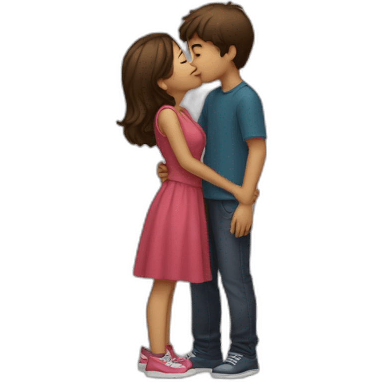 A girl kissing a boy emoji