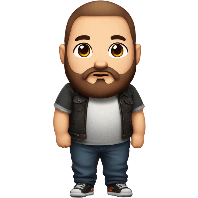 chibi chubby gamer dad w/ tattoo on his right arm and full brown beard emoji