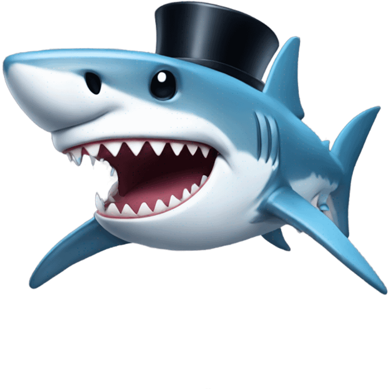 Shark with a top hat emoji