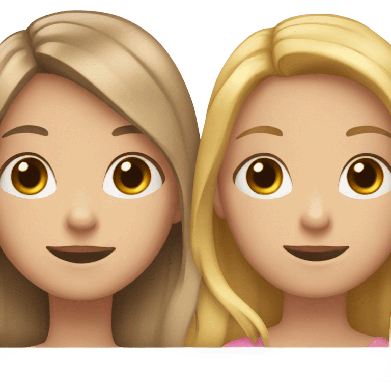 A girl with brown hair and a girl with blonde hair hugging emoji