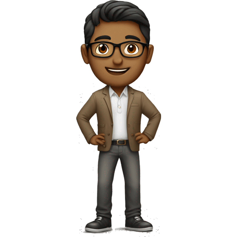 an it guy in love with tech, indian short height wear glasses, mid 30s emoji