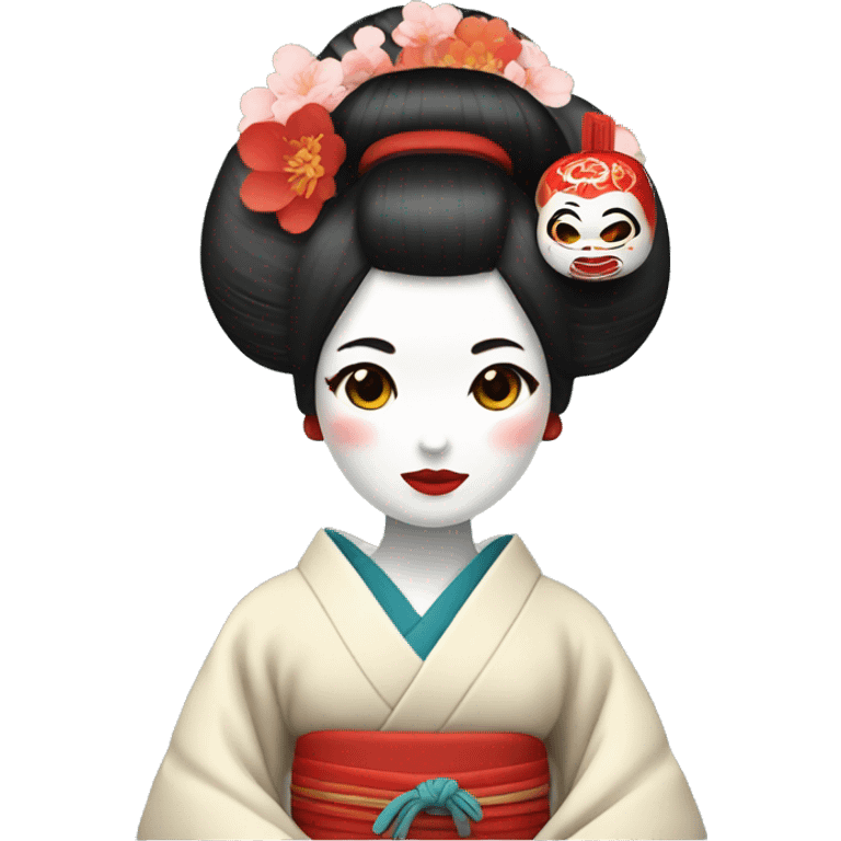 Geisha with daruma doll emoji