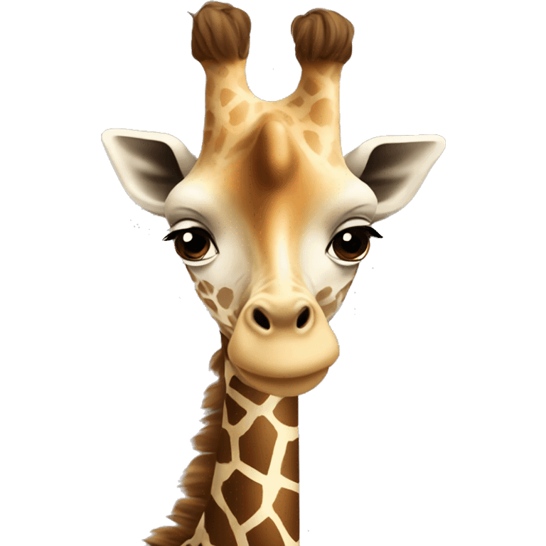 Giraffe with long brown hair ￼ emoji