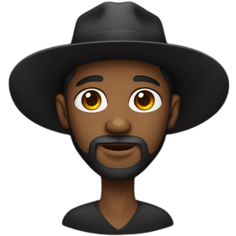 black man with wide-brimmed black hat beard emoji