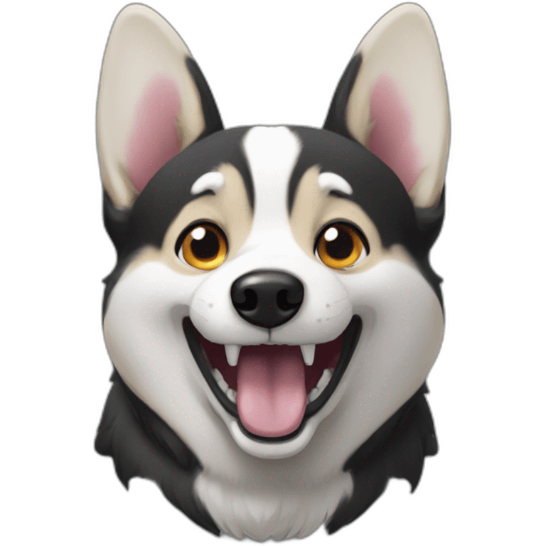 Black corgi growl emoji