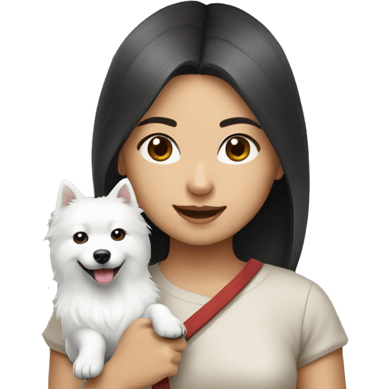 asian girl with Japanese spitz dog emoji