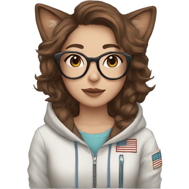 femboy with brown hair, cat ears and pilot glasses in a nasa hoodie emoji