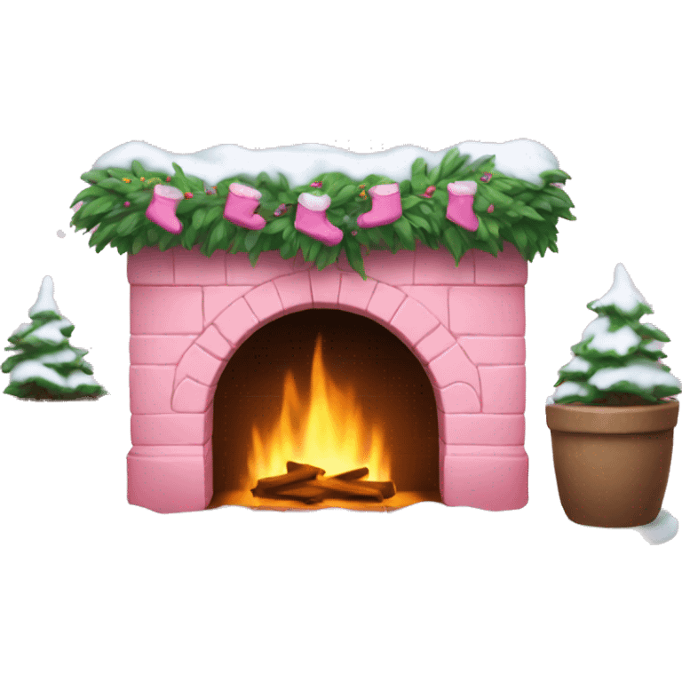 Winter Pink FirePlace, with snow on it emoji