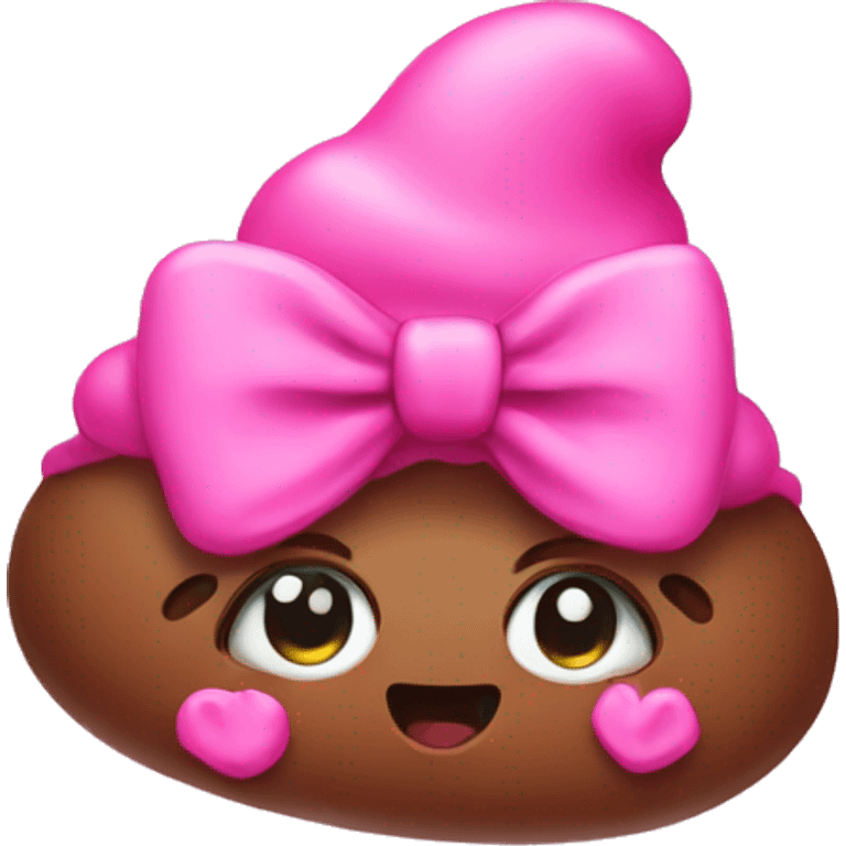 Pink poop with pink bow emoji