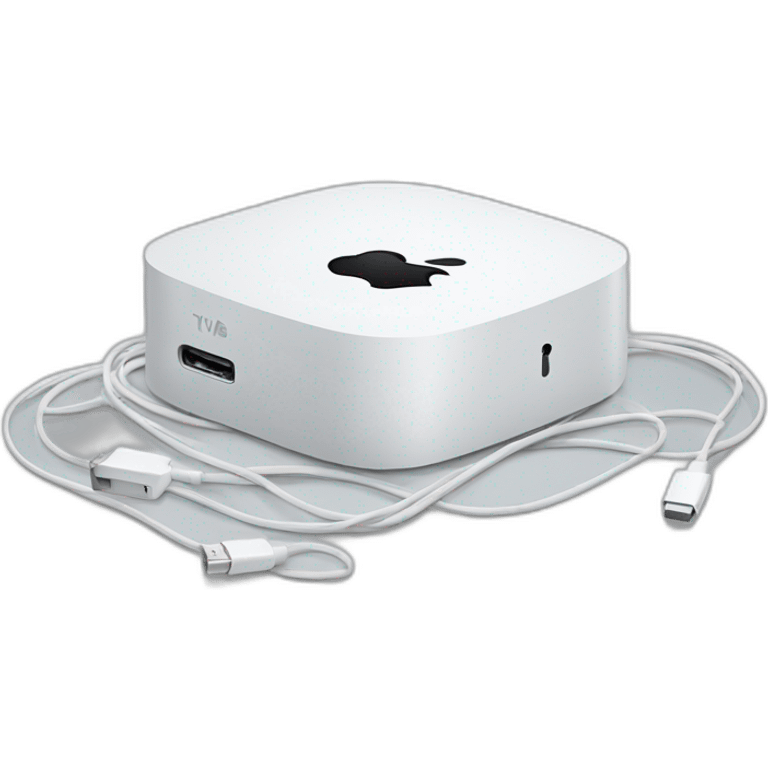 white apple tv with cables (without apple log, instead it has a heart on it) emoji