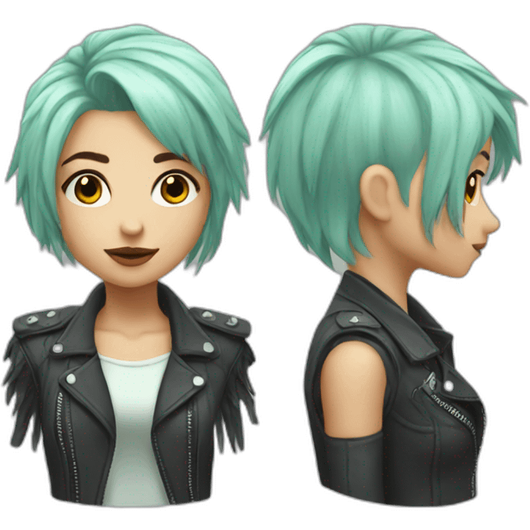 mint gray hair punk girl emoji