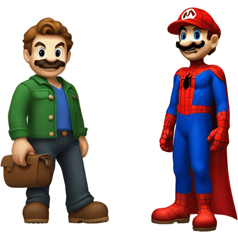 Mario with spider-man emoji