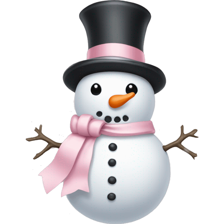 Snowman with a light pink bow emoji