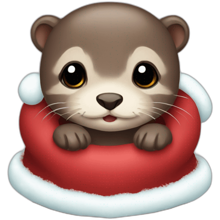 Cute christmas baby otter love emoji