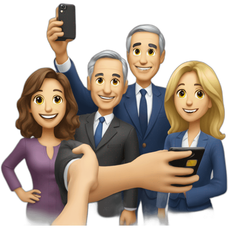 marcelo rebelo de sousa taking a selfie with people emoji