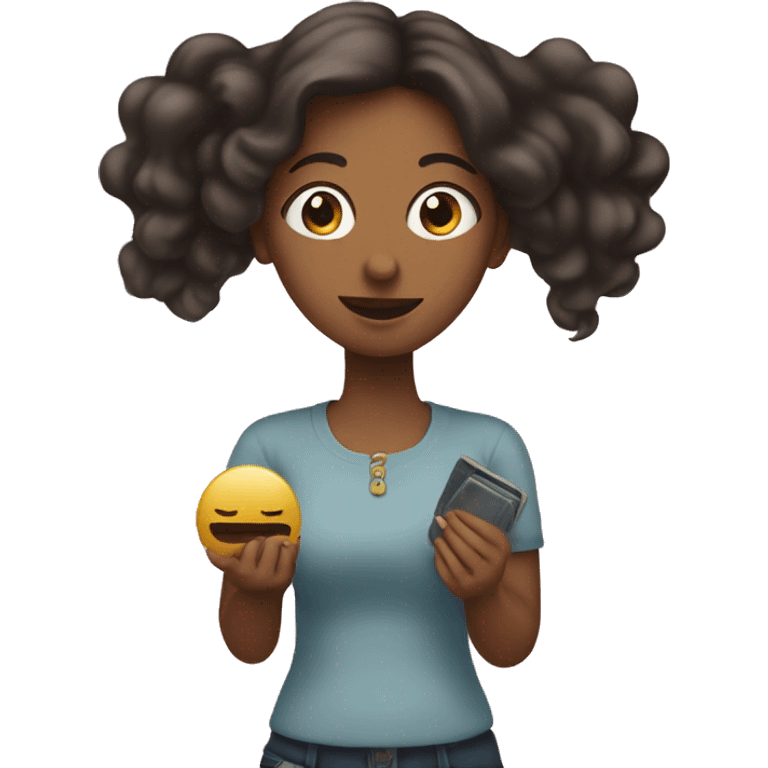 Woman holding tge mirroe emoji