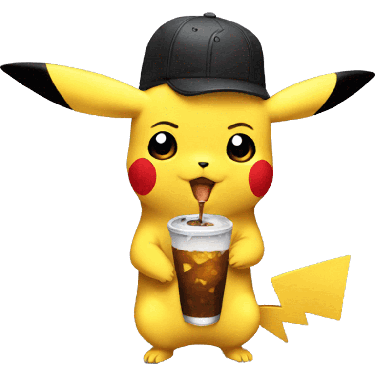 Pikachu drinking jagger emoji