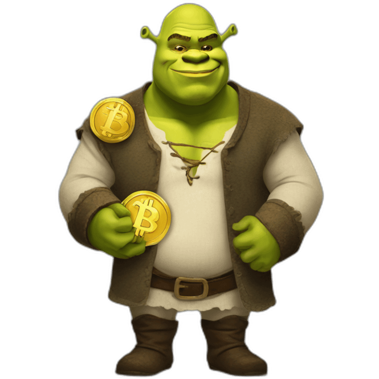 shrek holding bitcoin emoji