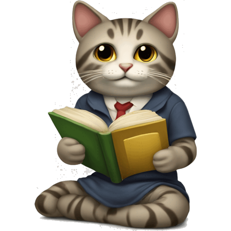 gatto gomitolo e libro emoji