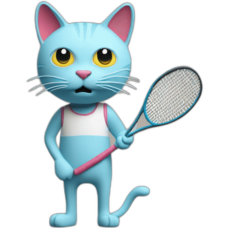 Plasticine cat with a tennis racket in his hand emoji