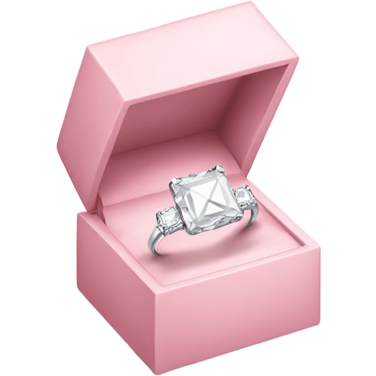 all white diamond ring in light pink box emoji