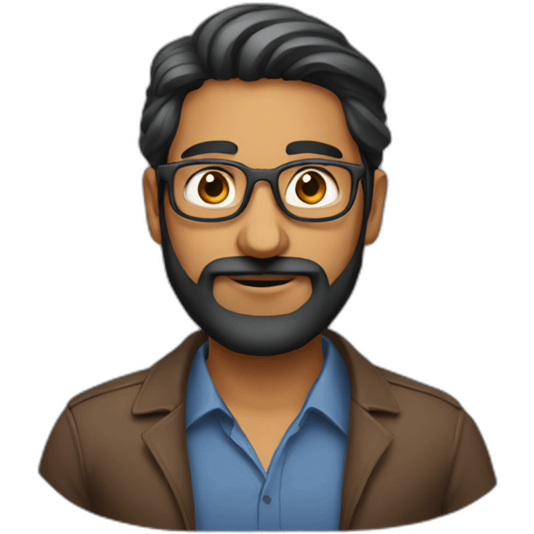 brown indian software engineer with anchor beard and no glasses emoji