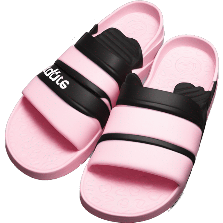 adidas adilettes sandals comfort pink cloud and black emoji