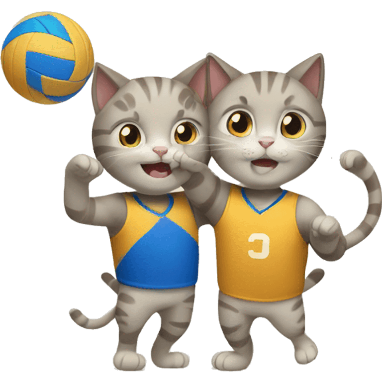 two cats playing volleyball emoji