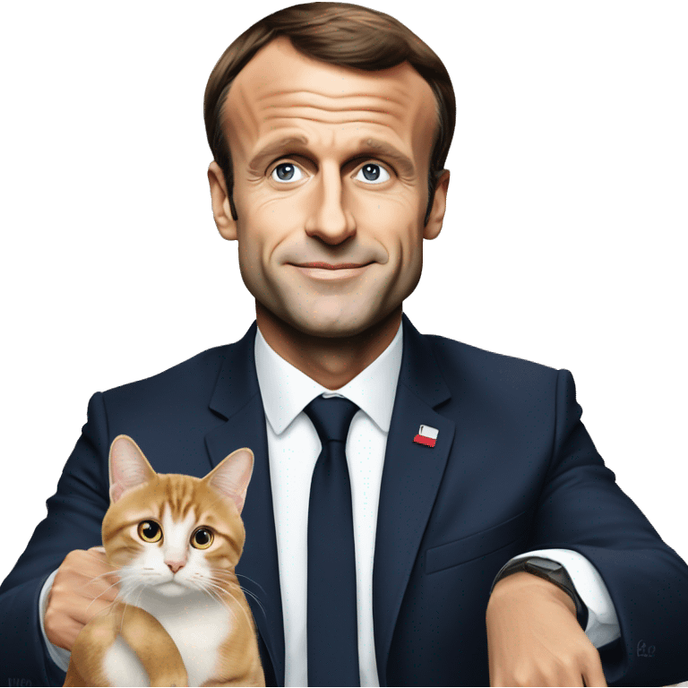 Emmanuel macron avec un chat emoji