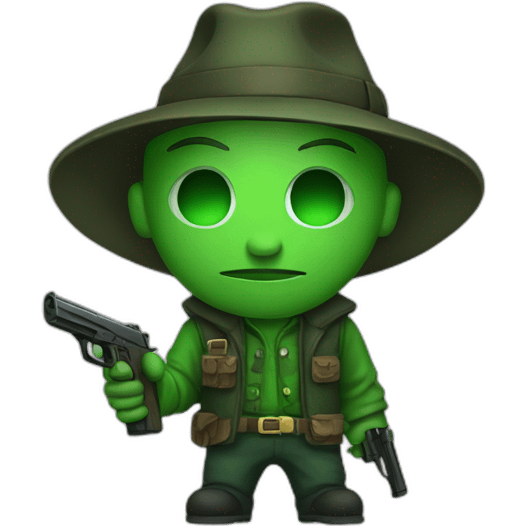 green misterious People with gun emoji