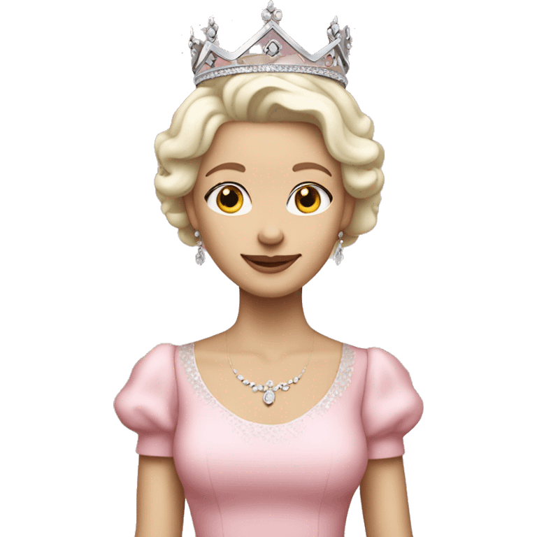 white skin colour, queen, pink dress emoji