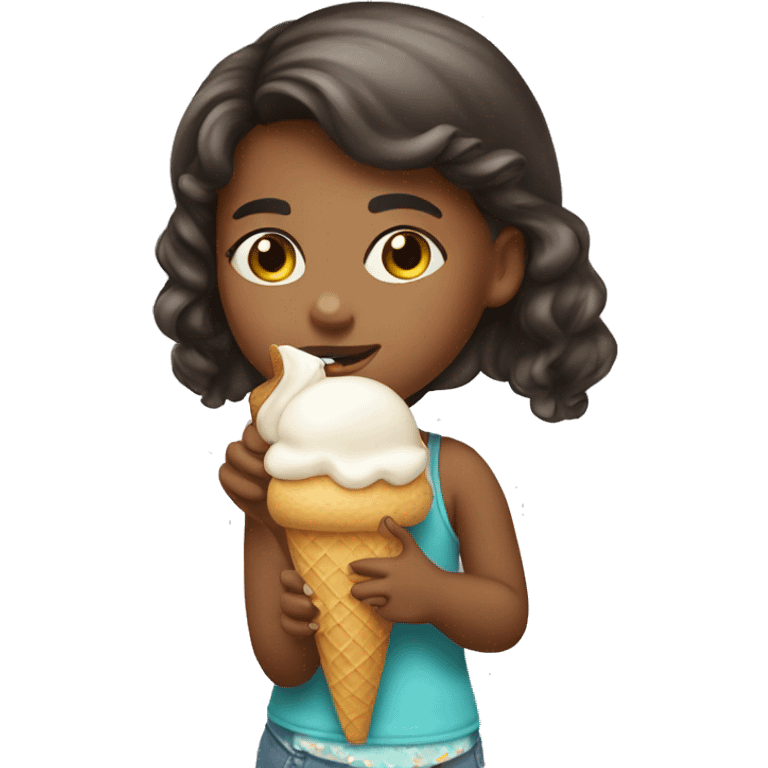 a young girl with ice cream emoji