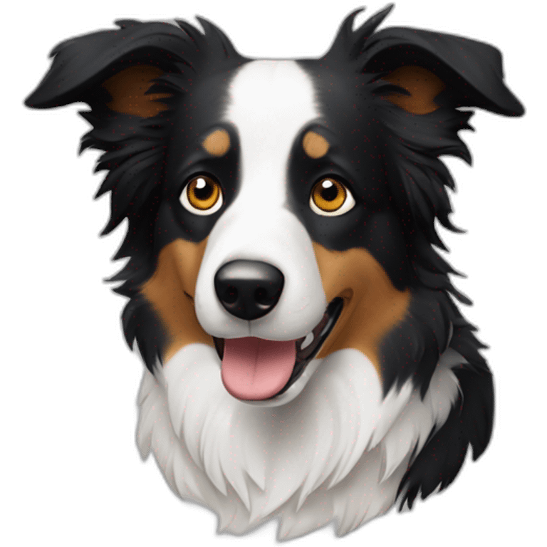 border collie with black right eye emoji