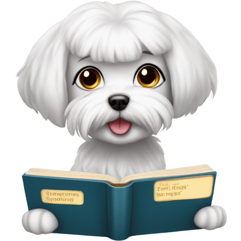 Maltese dog girl with book emoji