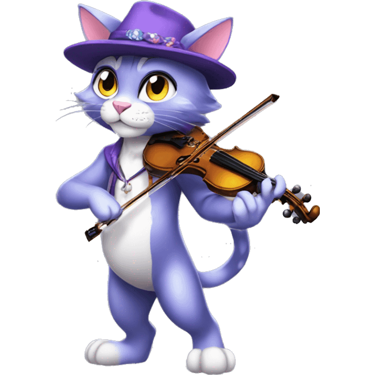 Anthro Fur-Sona shiny sparkle feline-Fakémon with a fiddler-hat-cap Full Body emoji