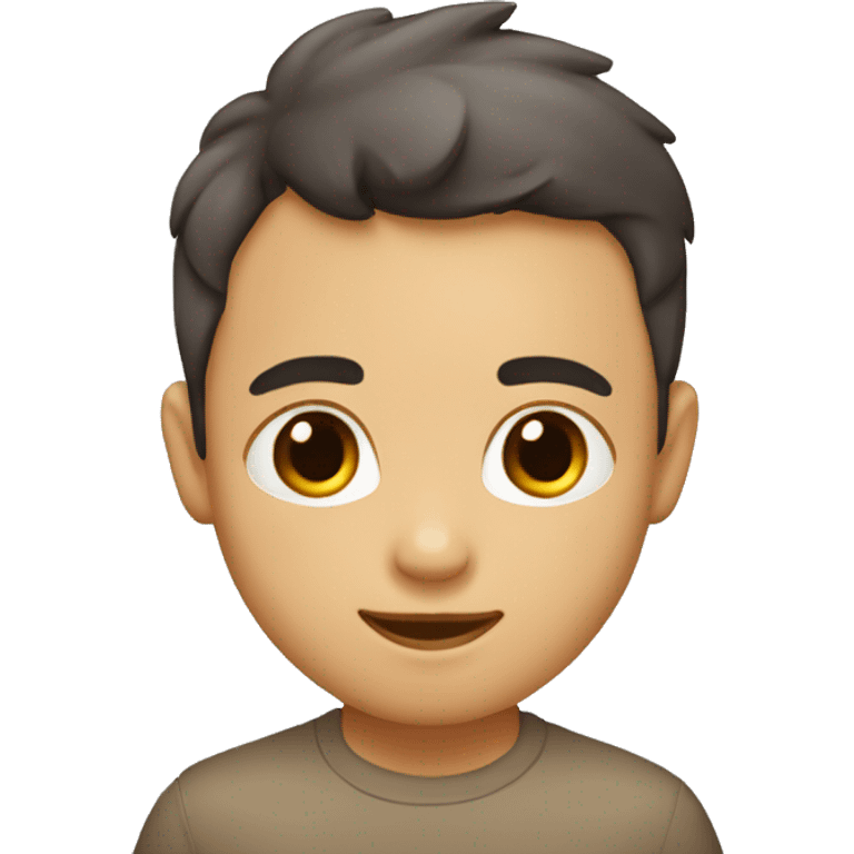 un niño con pelo liso, corto y rubio con ojos marrones emoji