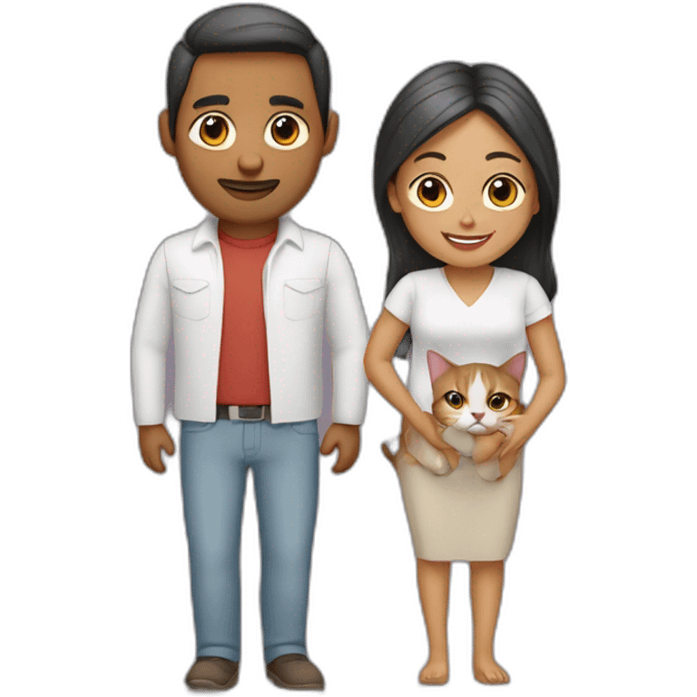 Pareja de mujeres con un gato emoji